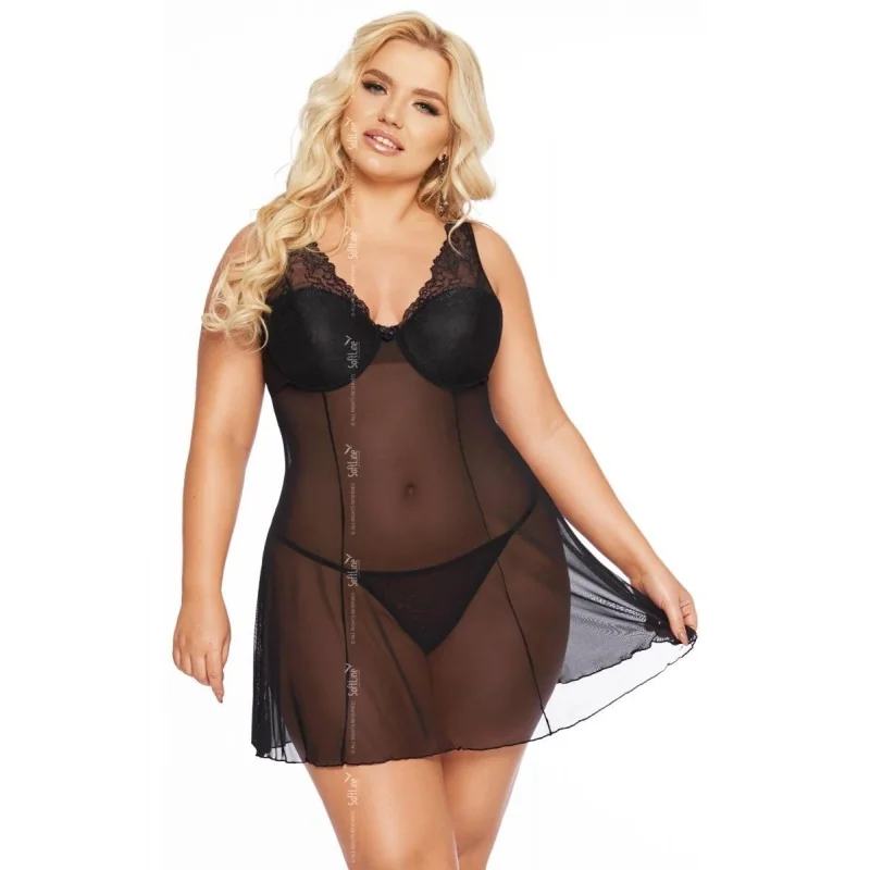 Schwarzes Chemise 1892 von Softline Pluse Size Collection kaufen | Fesselliebe