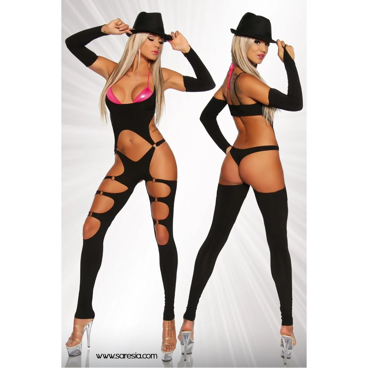 Schwarzer Gogo-Overall & Armstulpen 18031 von Saresia kaufen | Fesselliebe