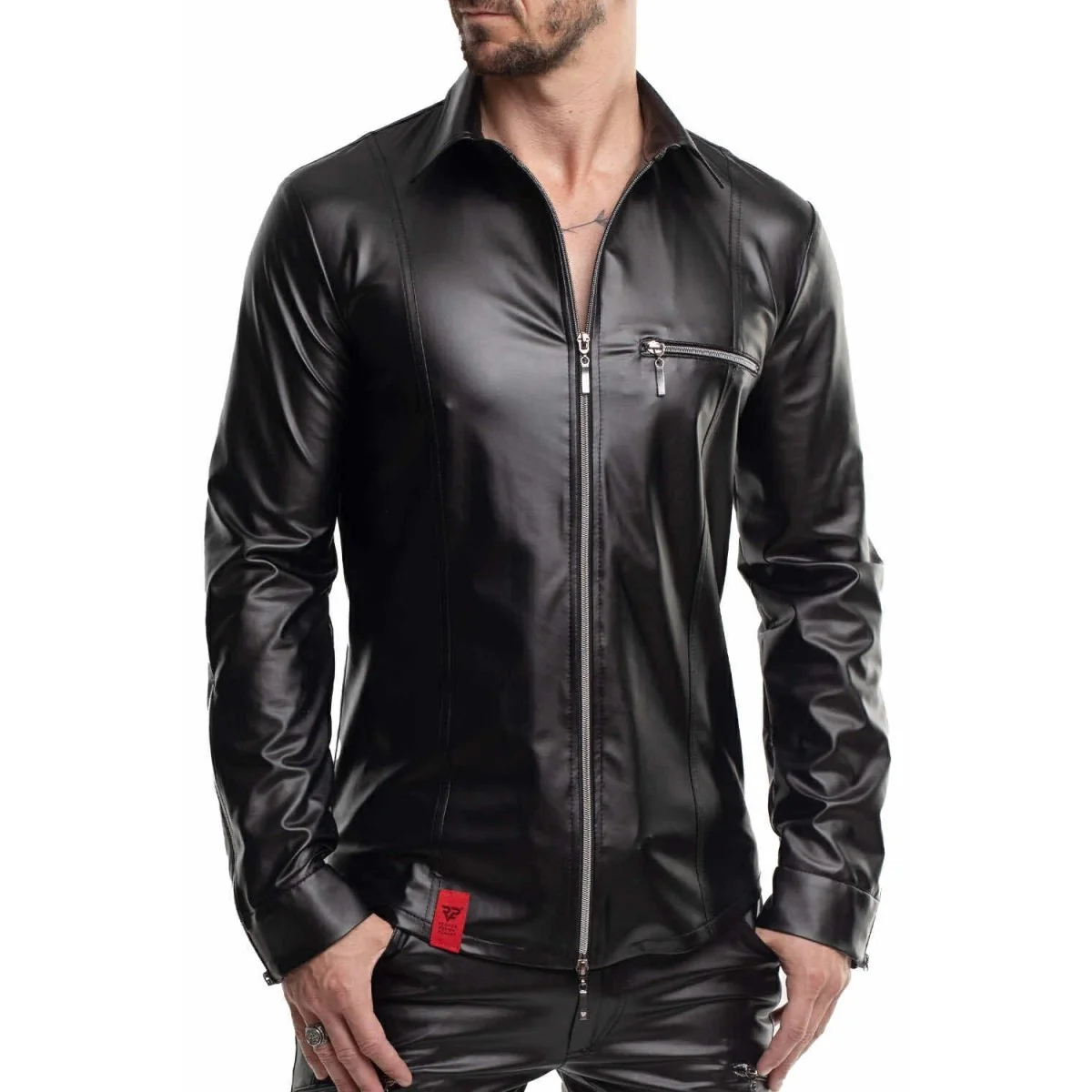 LANGARM HERREN SHIRT RMPASQUALE001 SCHWARZ VON REGNES FETISH PLANET