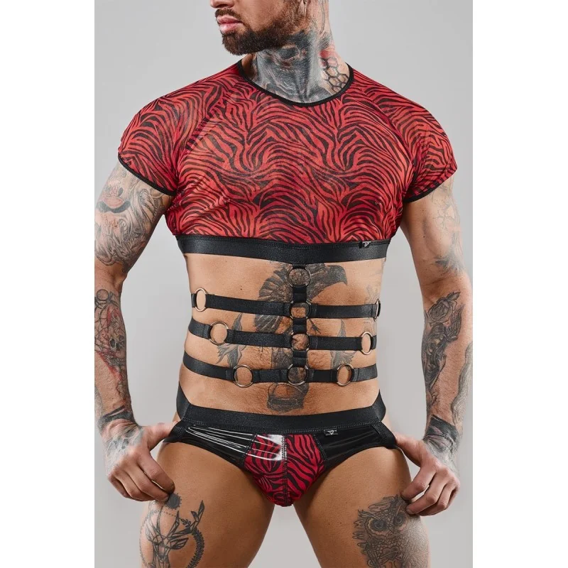 Harness T-Shirt Rerodrigo001 Schwarz/Rot von Rfp Razor’s Edge Kollektion kaufen | Fesselliebe