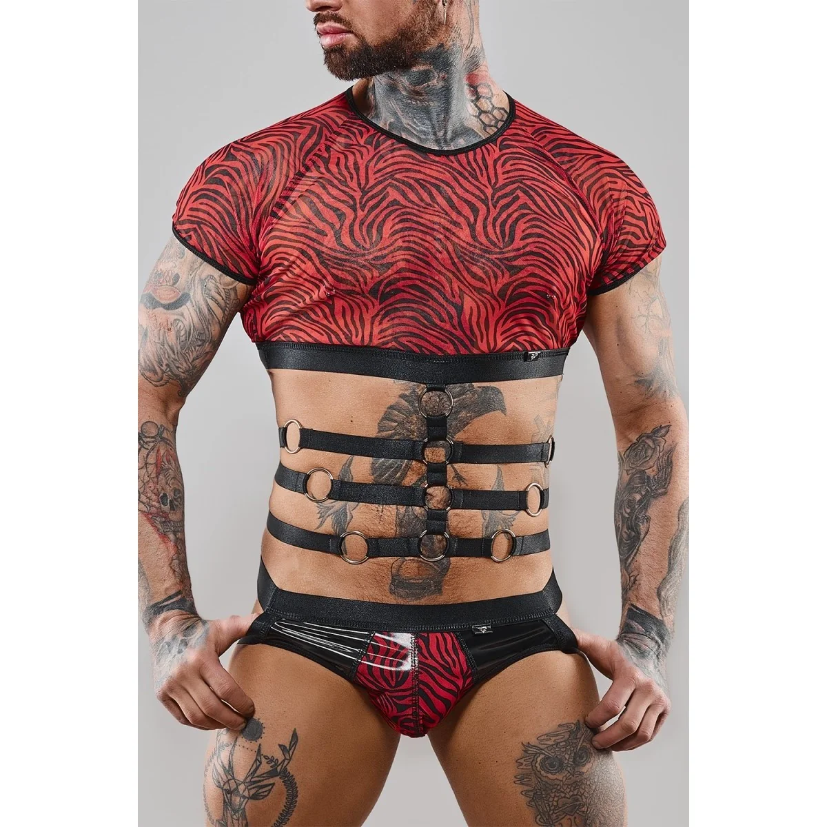 Harness T-Shirt Rerodrigo001 Schwarz/Rot von Rfp Razor’s Edge Kollektion kaufen | Fesselliebe