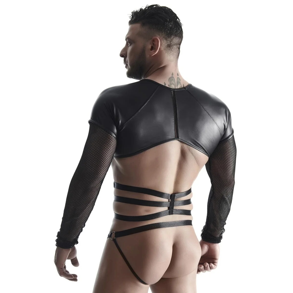 Herren Langarm-Shirt mit Harness Tsh019 Schwarz von Regnes Fetish Planet kaufen | Fesselliebe