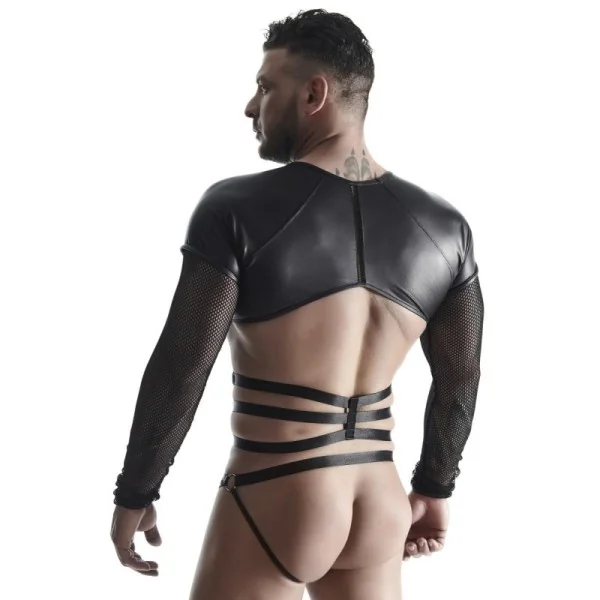 Herren Langarm-Shirt mit Harness Tsh019 Schwarz von Regnes Fetish Planet kaufen | Fesselliebe