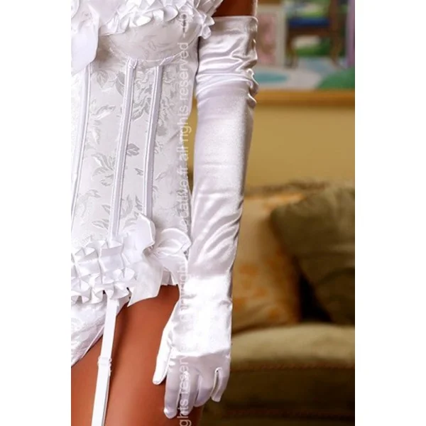 Weiße Lange Satin Handschuhe von Provocative Dessous kaufen | Fesselliebe