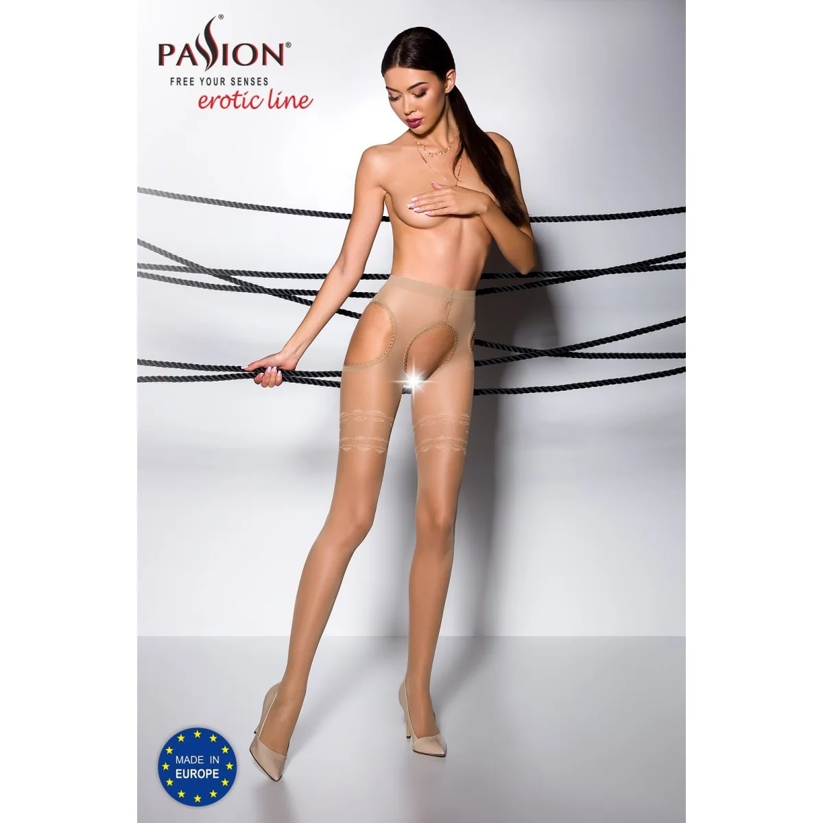 Ouvert Strumpfhose Ti Open 002 Beige von Passion Erotic Line kaufen | Fesselliebe