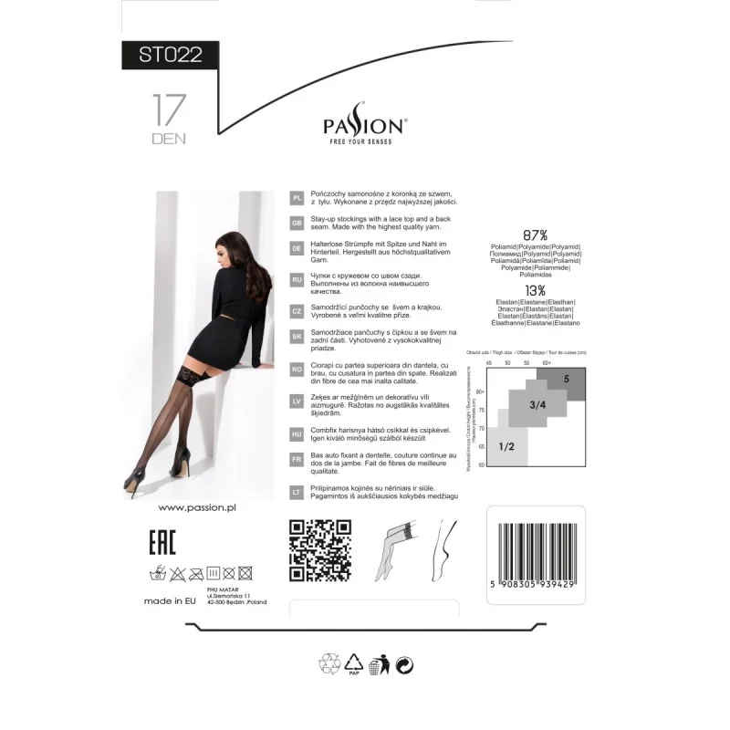 Halterlose Strümpfe mit Naht St022 Schwarz von Passion kaufen | Fesselliebe 2