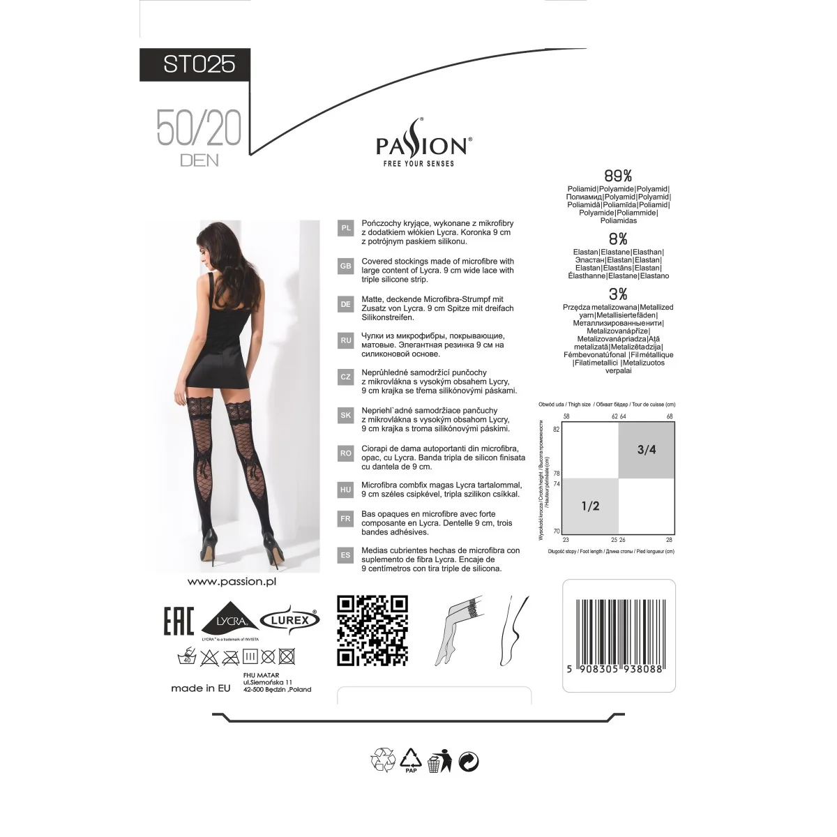 Halterlose Strümpfe St025 Schwarz von Passion kaufen | Fesselliebe