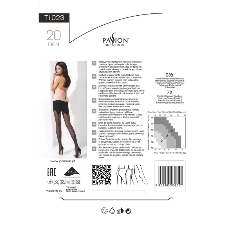 Strumpfhose mit Muster Ti023 Schwarz von Passion kaufen | Fesselliebe 2