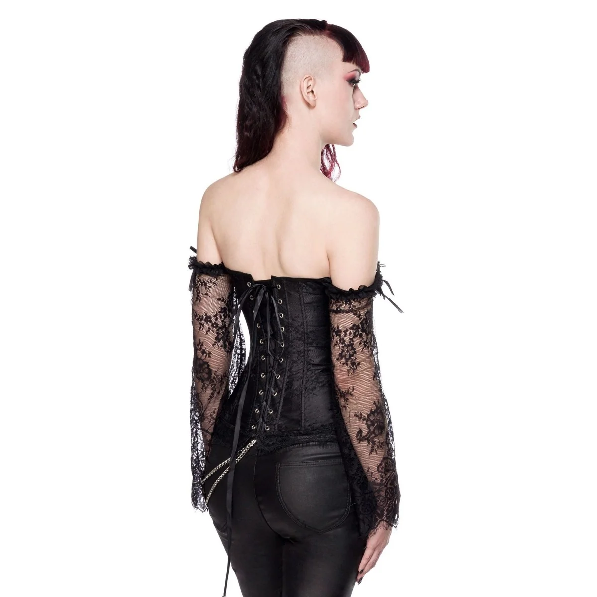 Gothic-Corsage mit Ärmeln aus Spitze 90001 von Ocultica kaufen | Fesselliebe