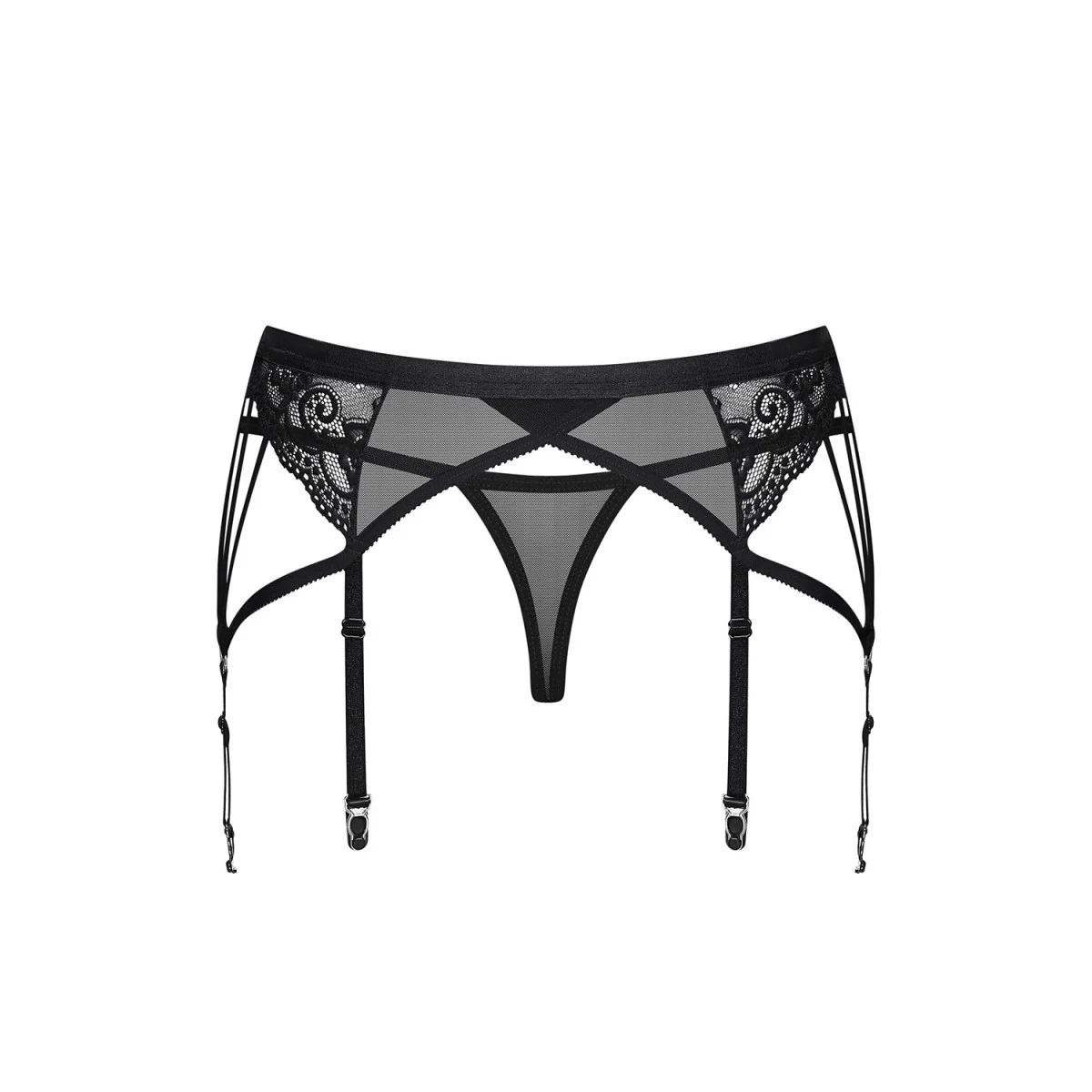 Strumpfhaltergürtel + T-String Schwarz 854-Gar-1 von Obsessive kaufen | Fesselliebe
