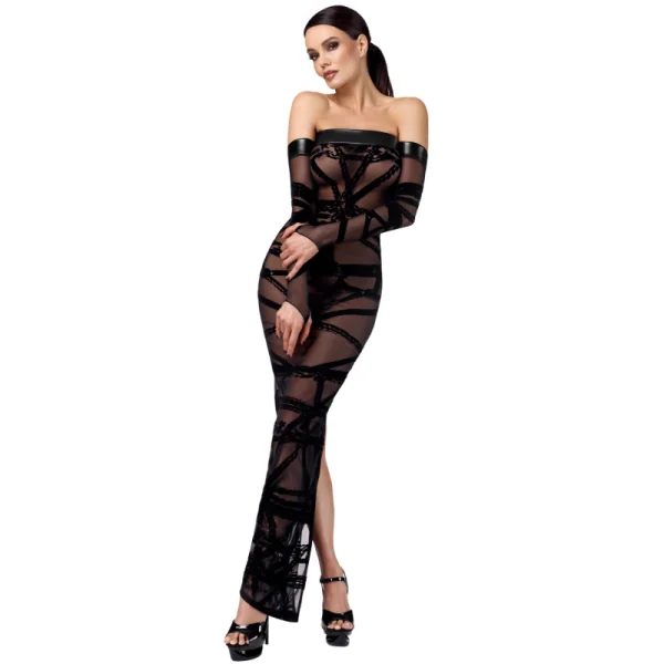 F358 LANGES OFF-SHOULDER KLEID BONDESQUE VON NOIR HANDMADE