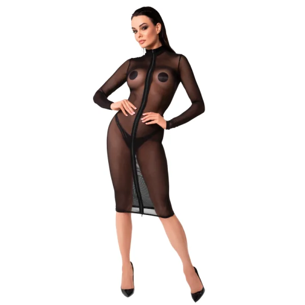 Halblanges Kleid aus feinem Netz F347 von Noir Handmade kaufen | Fesselliebe