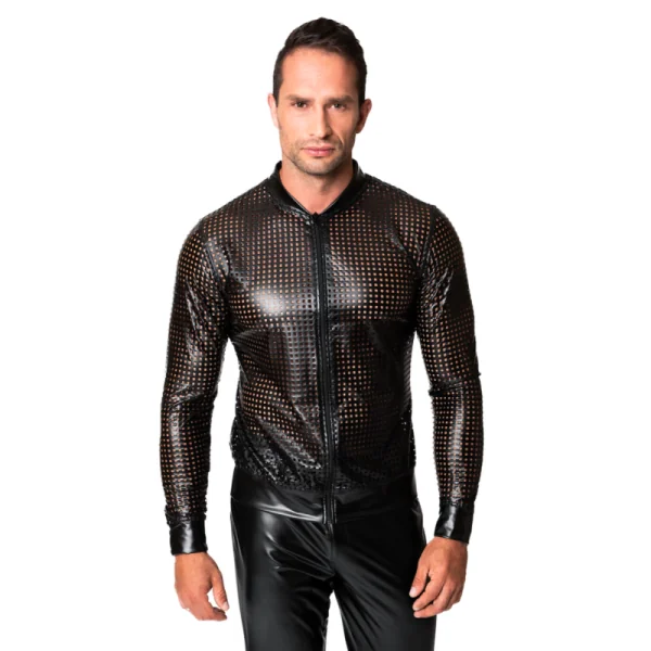 Schwarze Powerwetlook Jacke H076 von Noir Handmade Chaos Collection kaufen | Fesselliebe