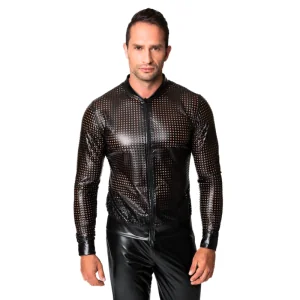 Schwarze Powerwetlook Jacke H076 von Noir Handmade Chaos Collection kaufen | Fesselliebe