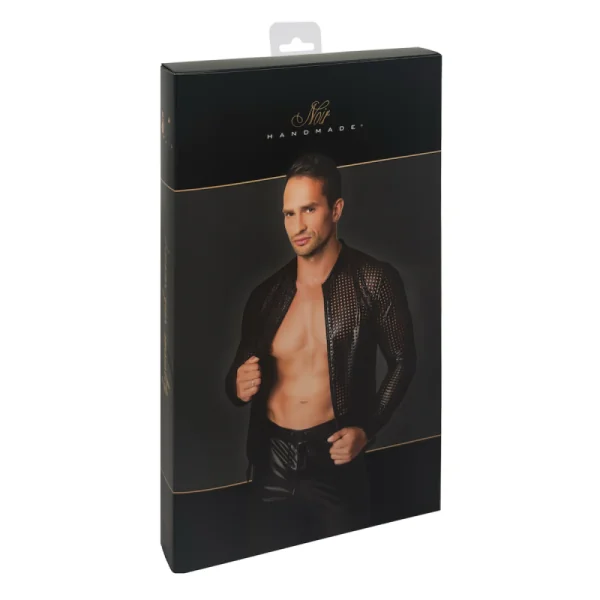 Schwarze Powerwetlook Jacke H076 von Noir Handmade Chaos Collection kaufen | Fesselliebe