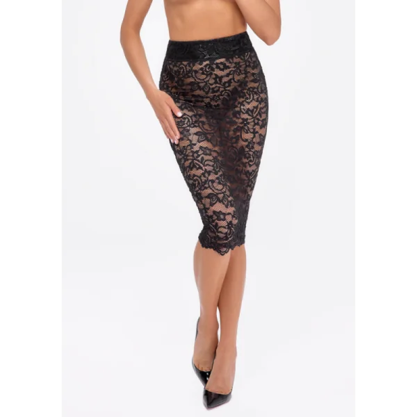 F302 Halblanger Rock aus Spitze von Noir Handmade kaufen | Fesselliebe