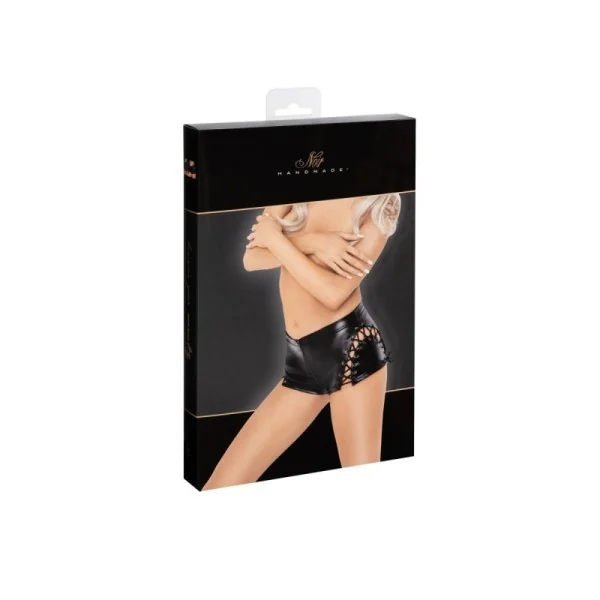 F292 Powerwetlook Shorts mit Schnürrung von Noir Handmade kaufen | Fesselliebe