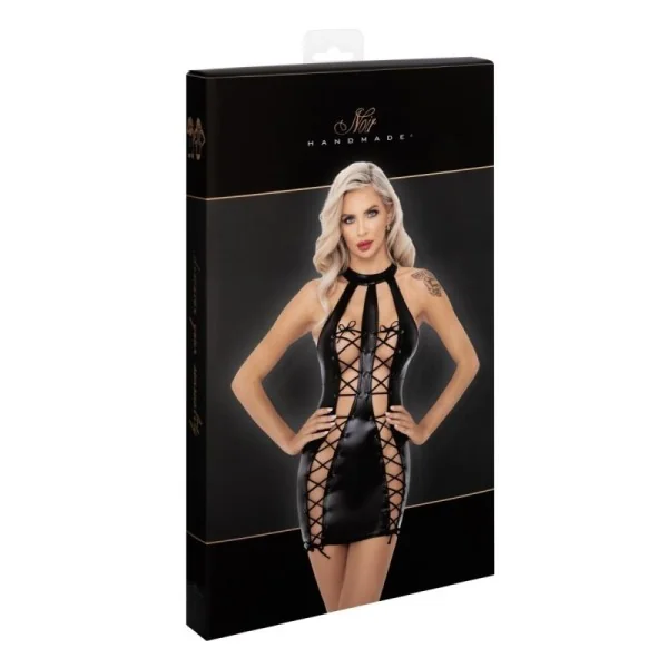 F291 Powerwetlook Kleid mit Doppelter Schnürung Vorne von Noir Handmade kaufen | Fesselliebe