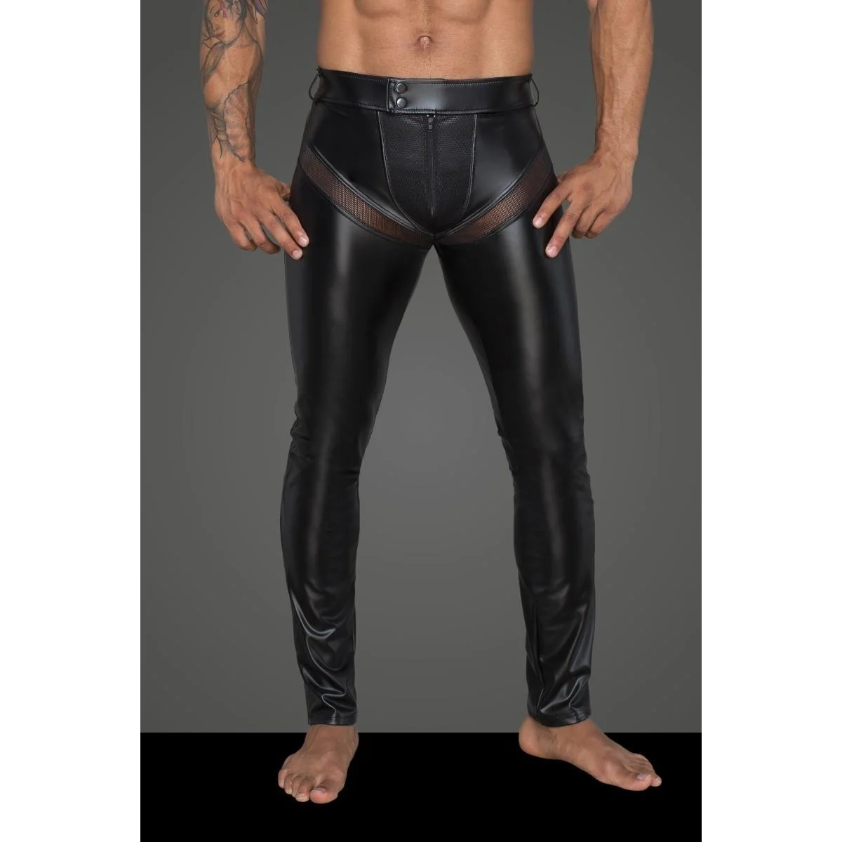 Powerwetlook-Longpants mit Einsätzen und Taschen aus 3d-Netz H059 von Noir Handmade Rebellious Collection kaufen | Fesselliebe