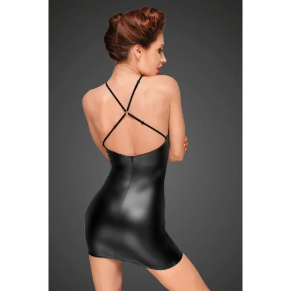 Powerwetlook Kleid mit Dekorativer Stickerei Unter der Brust F185 von Noir Handmade Decadence Collection kaufen | Fesselliebe