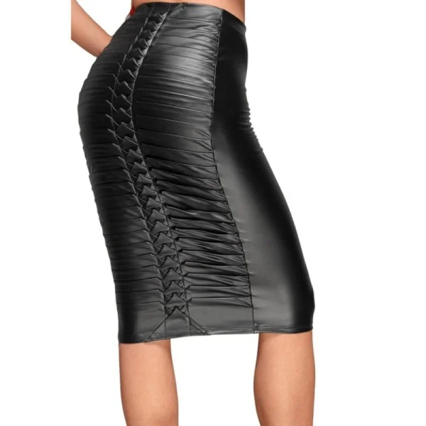 Powerwetlook Rock mit Handgemachten Zierfalten Auf der Rückseite F177 von Noir Handmade Decadence Collection kaufen | Fesselliebe