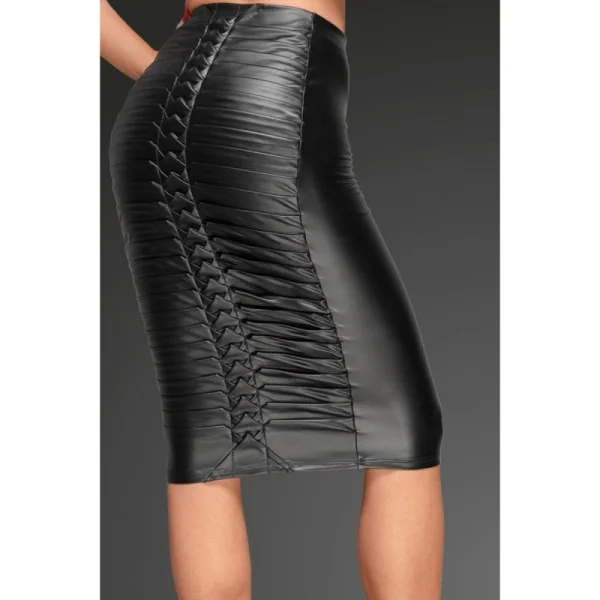 Powerwetlook Rock mit Handgemachten Zierfalten Auf der Rückseite F177 von Noir Handmade Decadence Collection kaufen | Fesselliebe