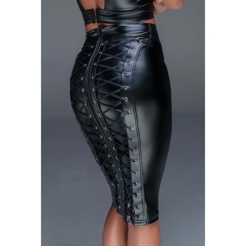 Schwarzer Rock aus Powerwetlook F152 von Noir Handmade Muse Collection kaufen | Fesselliebe 2