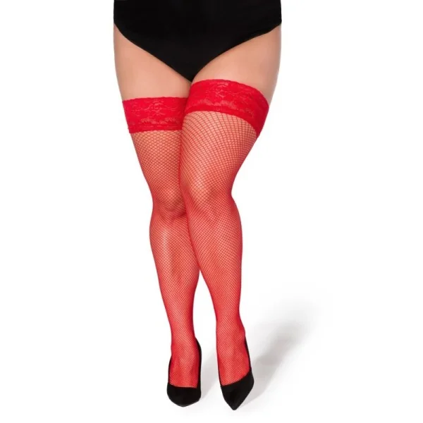 Netz-Strümpfe Christina Rot T7/8 von Legg Story Xtra Size kaufen | Fesselliebe