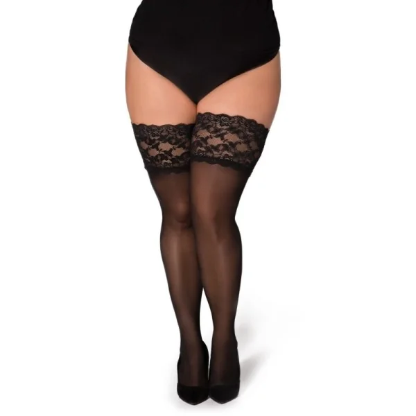 Halterlose Strümpfe Paloma Schwarz von Legg Story Xtra Size kaufen | Fesselliebe