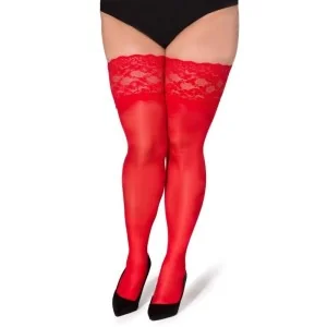 Halterlose Strümpfe Paloma Rot von Legg Story Xtra Size kaufen | Fesselliebe