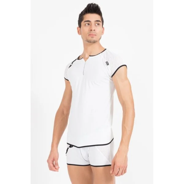 Weiß/Schwarzes V-Shirt Mixing 43-77 von Look Me kaufen | Fesselliebe