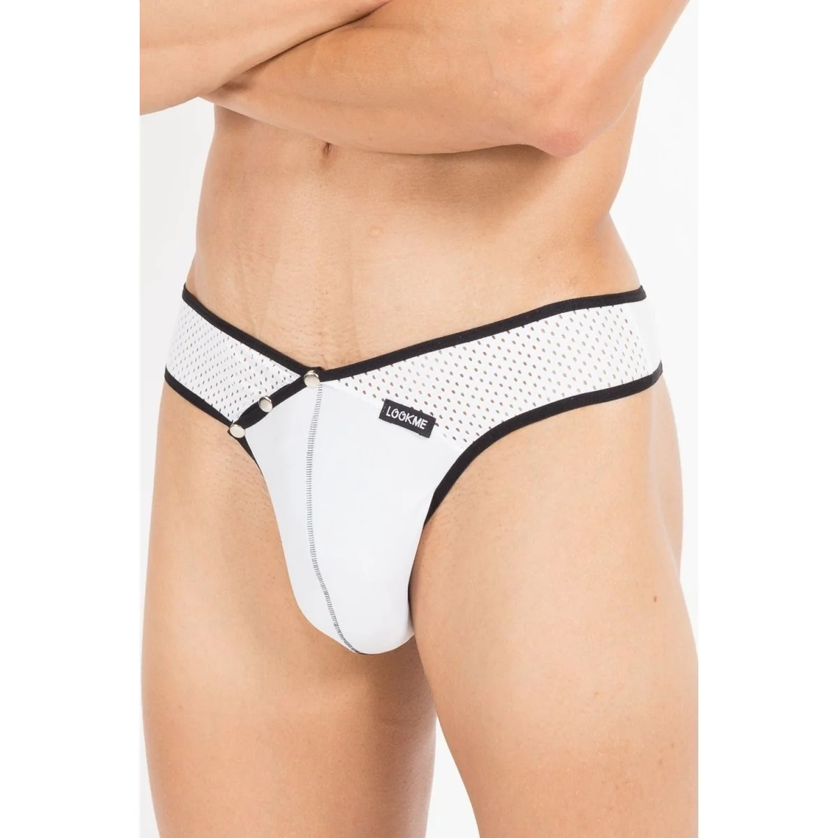 Weiß/Schwarzer Männer String Mixing 43-57 von Look Me kaufen | Fesselliebe