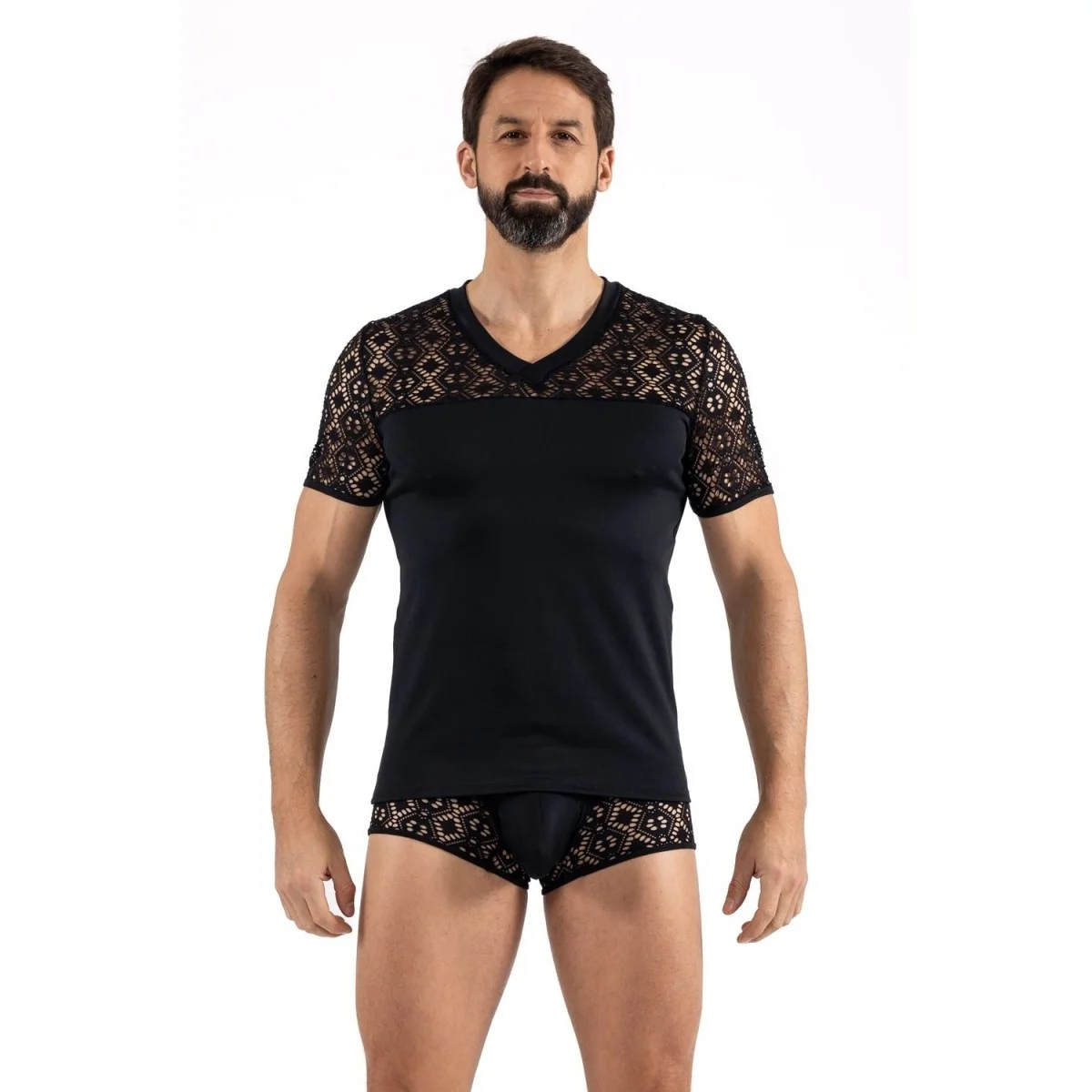 Schwarzer Herren T-Shirt 2407-81 von Look Me kaufen | Fesselliebe