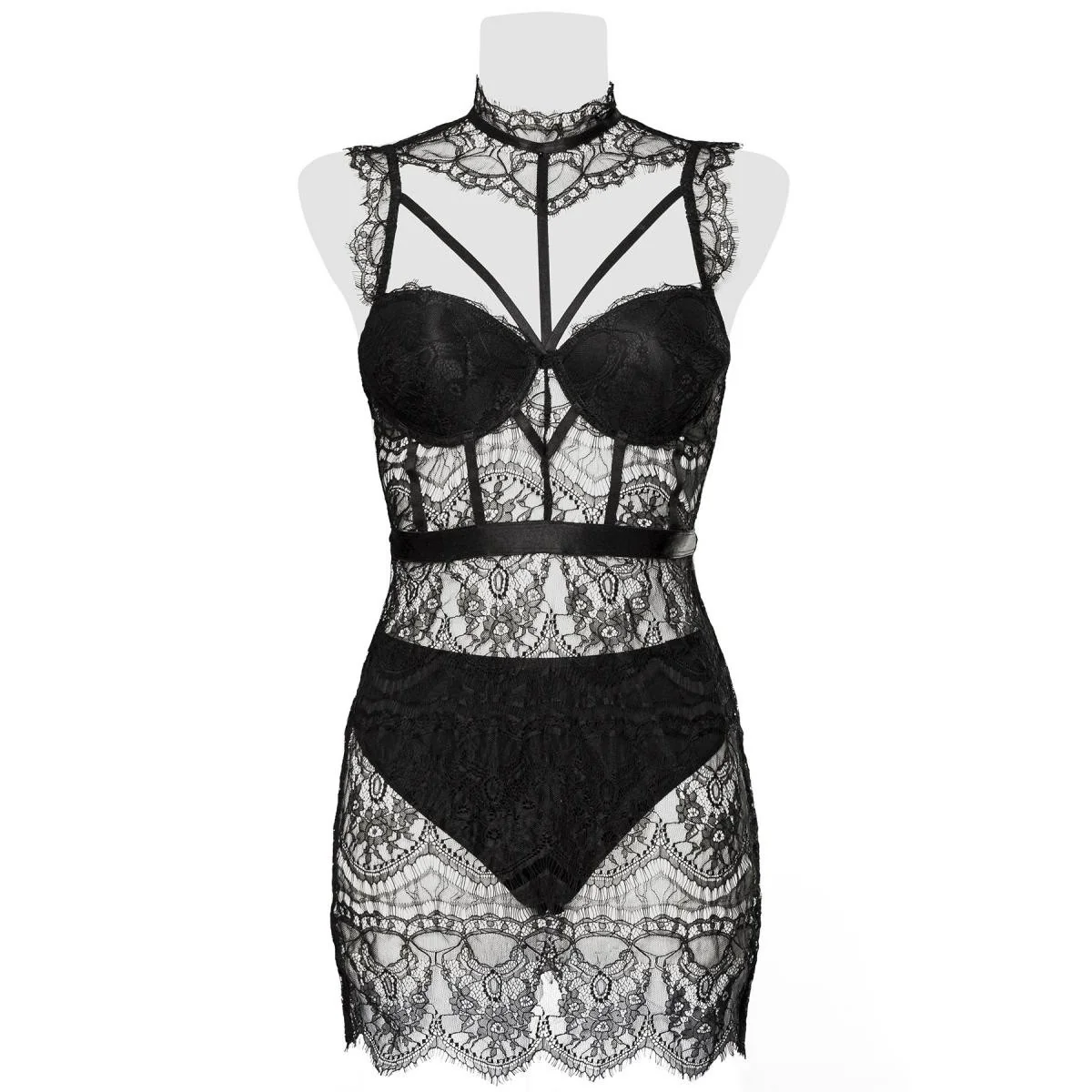 Schwarzes Spitzen Negligé 15310 von Grey Velvet kaufen | Fesselliebe