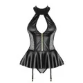 Korsett & Tanga Schwarz 859-Cor-1 von Obsessive