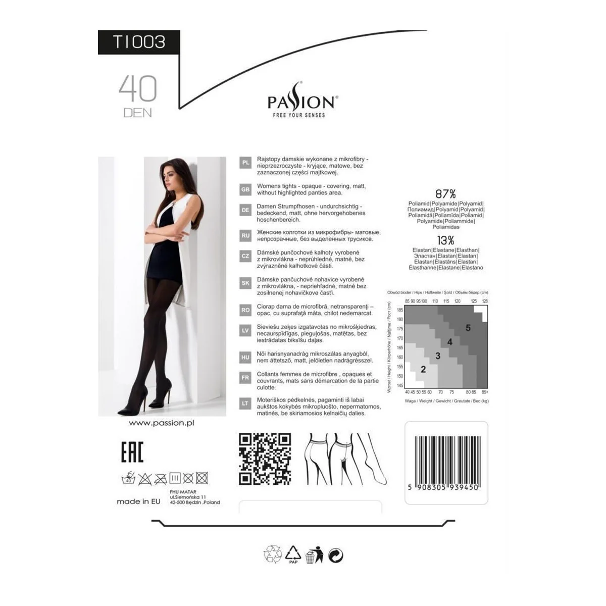 Ti003 Strumpfhose Schwarz 40 Den von Passion-Exklusiv kaufen | Fesselliebe