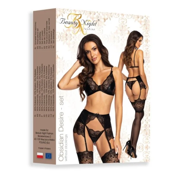 Obsidian Desire 3-tlg. Set schwarz von Beauty Night Fashion kaufen | Fesselliebe