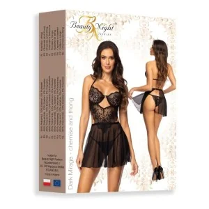 Dark Mirage Chemise & String Schwarz von Beauty Night Fashion