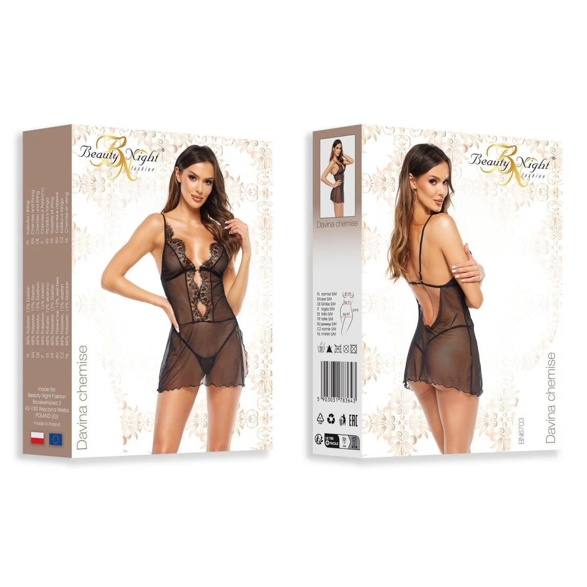 Davina Chemise & Tanga schwarz von Beauty Night Fashion kaufen | Fesselliebe