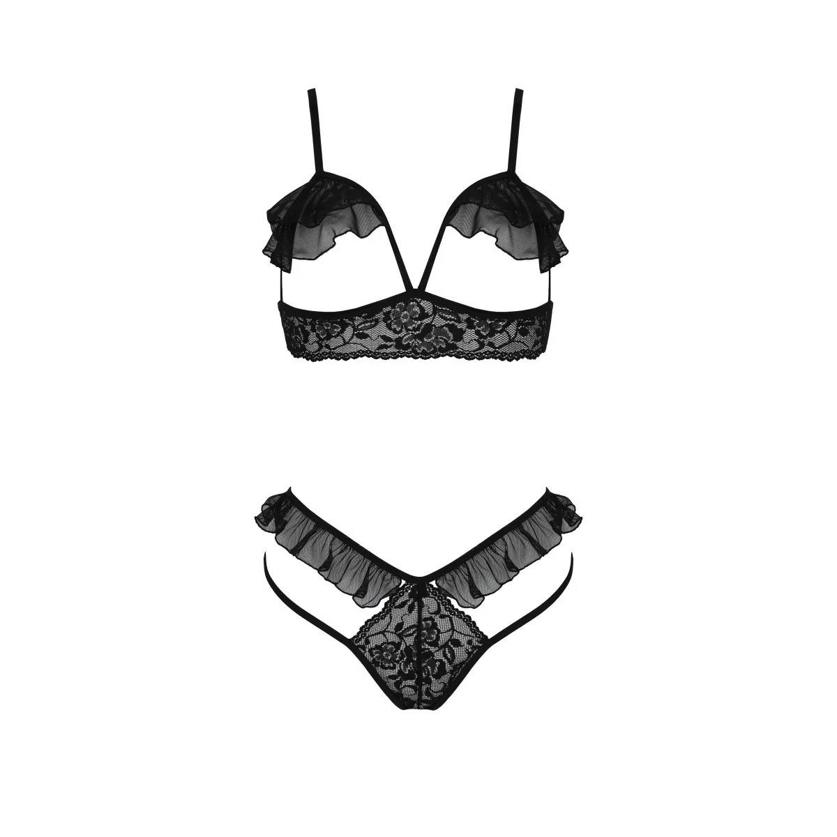 Dolly 2er Set mit offenem BH schwarz von Passion-Exklusiv kaufen | Fesselliebe