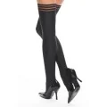 Halterlose Wetlook Schwarz H028 von Kotek