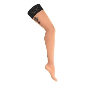 Halterlose Nocciola-Schwarz 20den H022 von Kotek