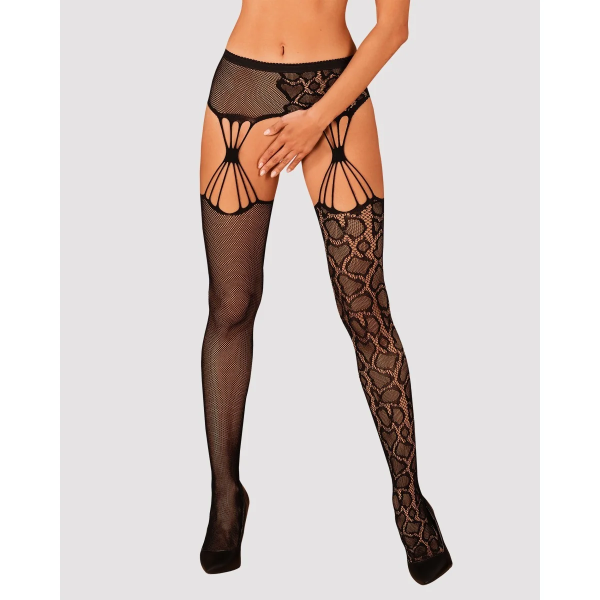 Garter Strümpfen S821 schwarz von Obsessive kaufen | Fesselliebe