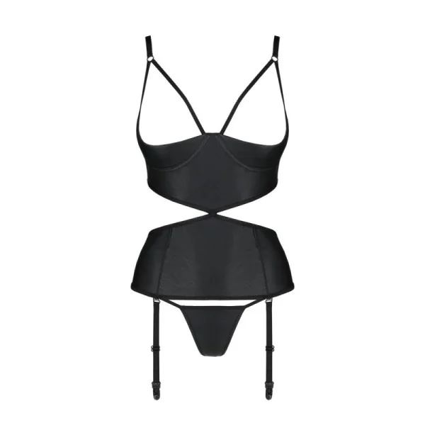 Jannies Korsett & Tanga mit offenem Schritt Schwarz von Passion-Exklusiv | Fesselliebe.de