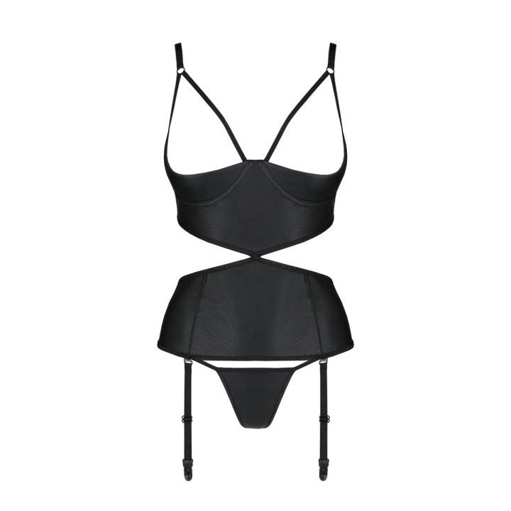 Jannies Korsett & Tanga mit offenem Schritt Schwarz von Passion-Exklusiv | Fesselliebe.de