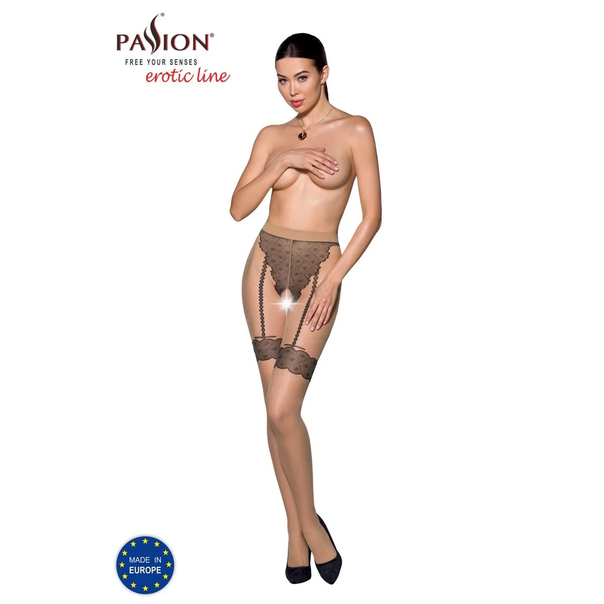 Strumpfhose 016 offen (ouvert Strumpfhose) beige von Passion-Exklusiv kaufen | Fesselliebe