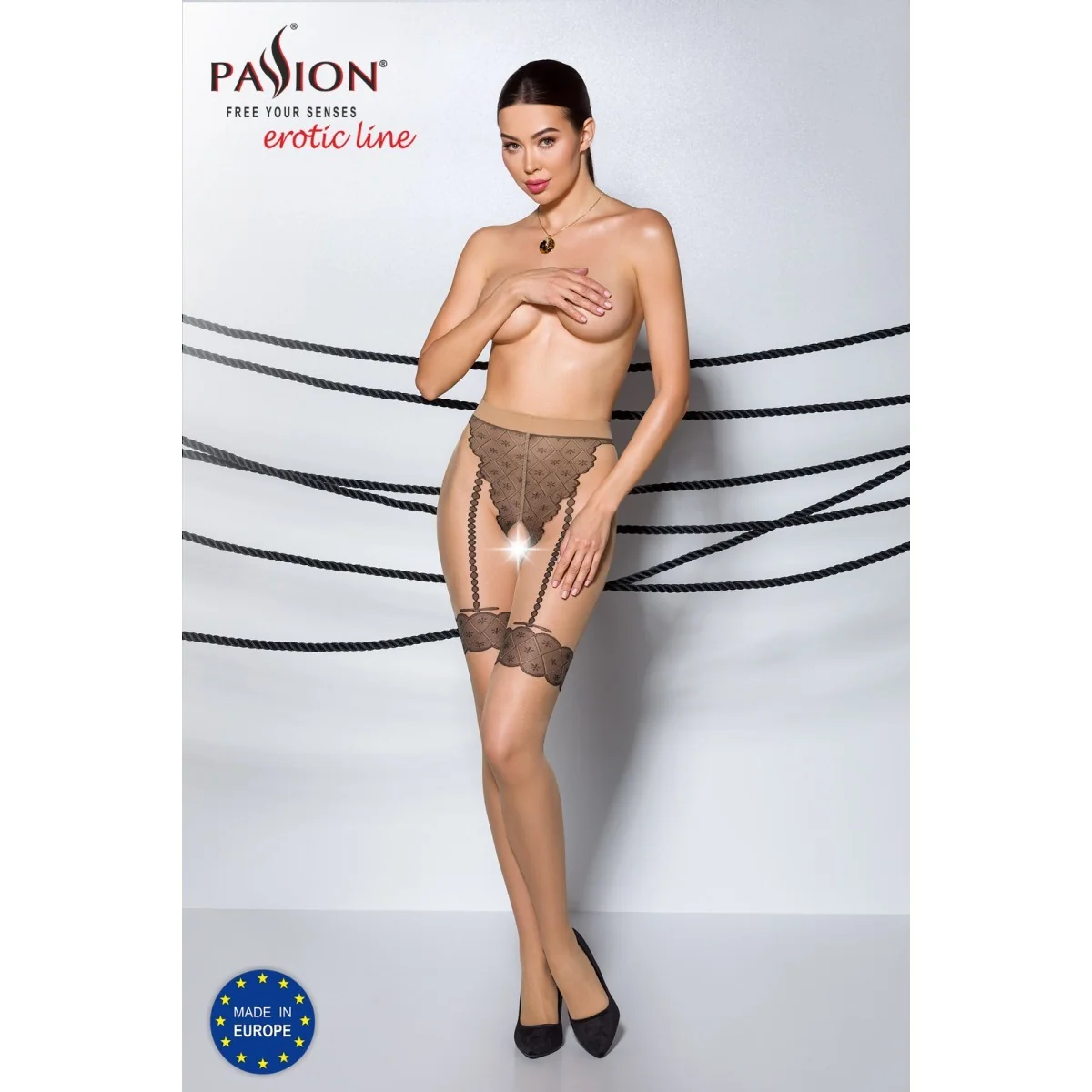 Strumpfhose 016 offen (ouvert Strumpfhose) beige von Passion-Exklusiv kaufen | Fesselliebe