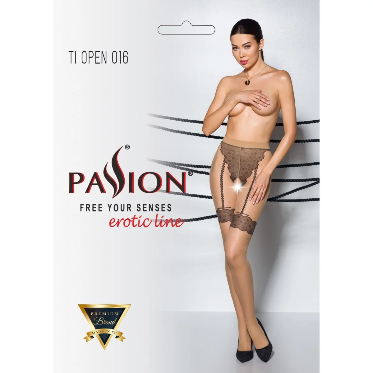 Strumpfhose 016 offen (ouvert Strumpfhose) beige von Passion-Exklusiv kaufen | Fesselliebe
