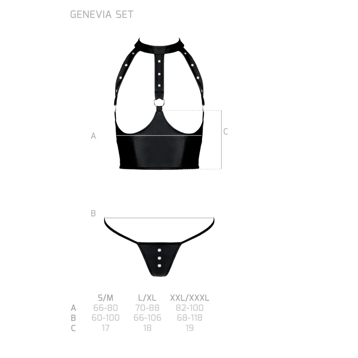 Genevia 2er Set mit offenem BH schwarz von Passion-Exklusiv kaufen | Fesselliebe