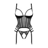 Lanelia Korsett & Tanga mit offenem Cuschwarz von Obsessive | Fesselliebe.de